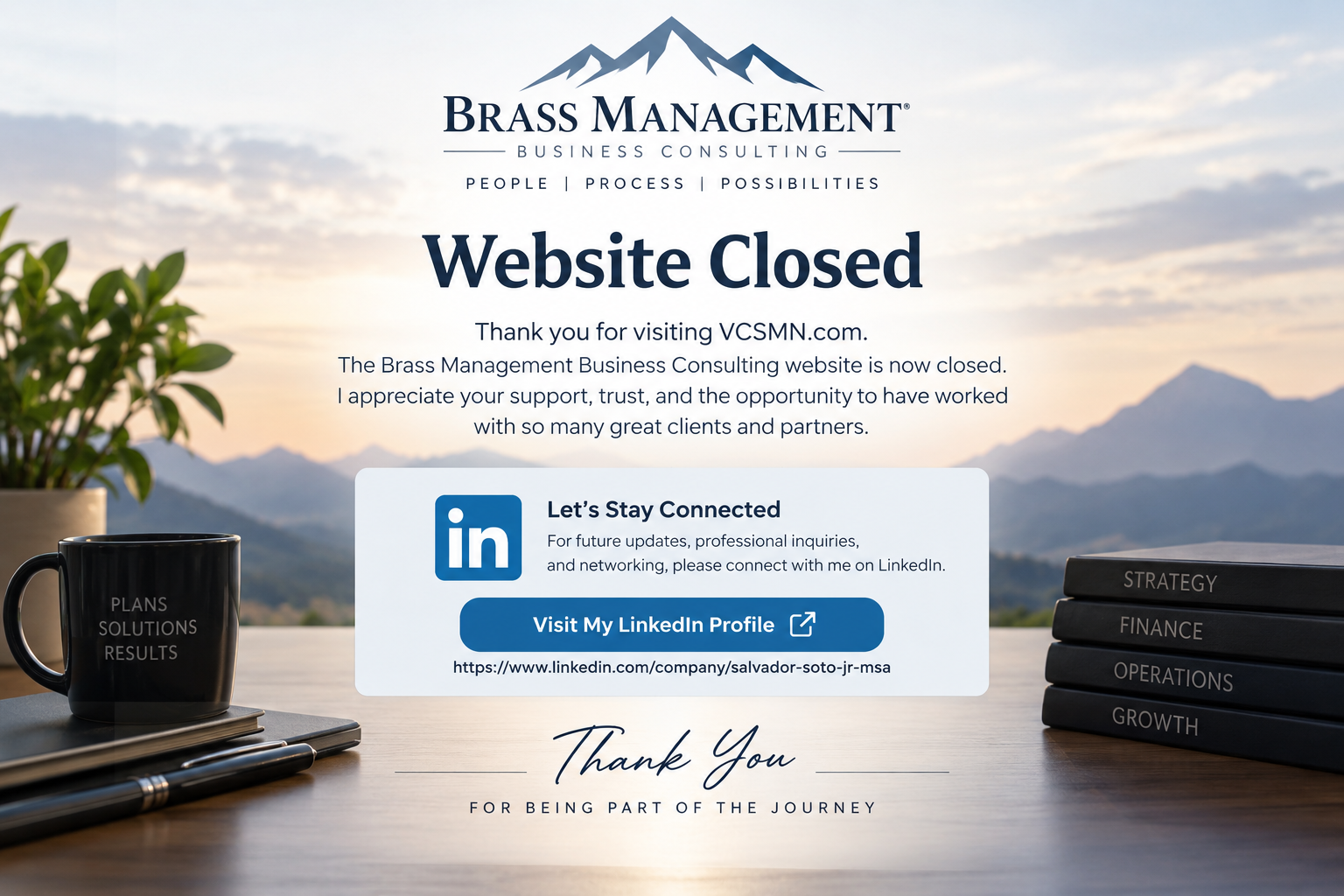 Brass Management Business Consulting website closed. Connect with Salvador Soto Jr., MSA on LinkedIn.